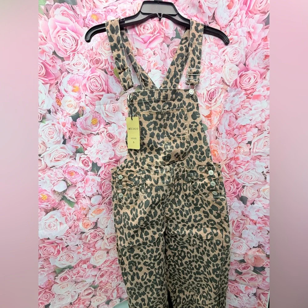 Olive Green Cotton Wide-Leg Overall Jumpsuit - Picture 7 of 8